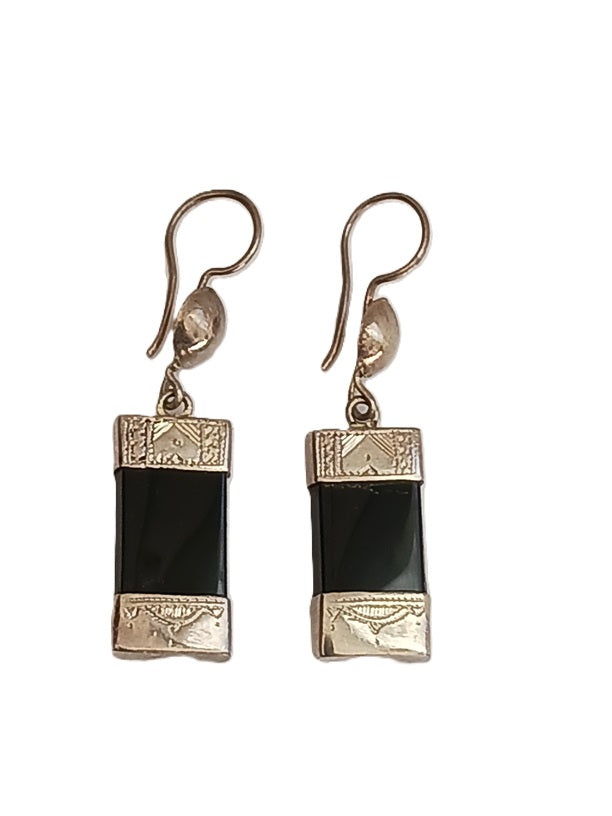 Boucles d'oreilles touareg en argent et pierre agate