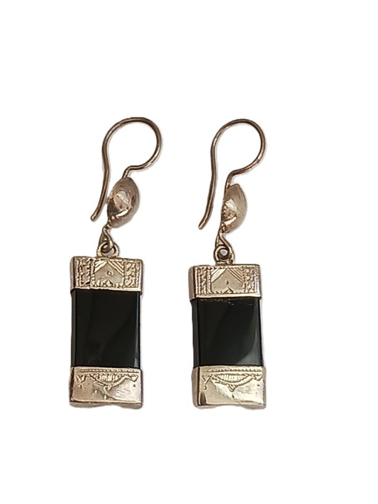 Boucles d'oreilles touareg en argent et pierre agate