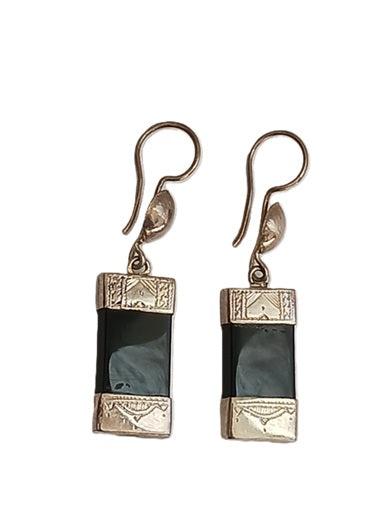 Boucles d'oreilles touareg en argent et pierre agate