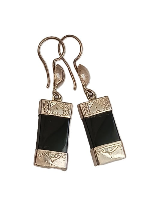 Boucles d'oreilles touareg en argent et pierre agate