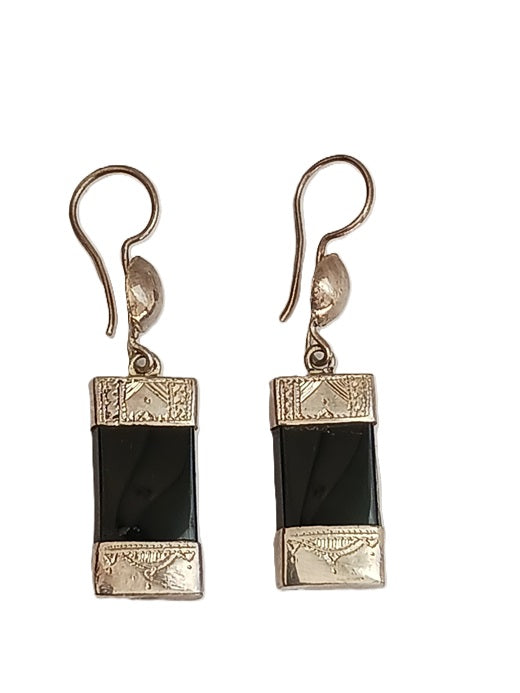Boucles d'oreilles touareg en argent et pierre agate
