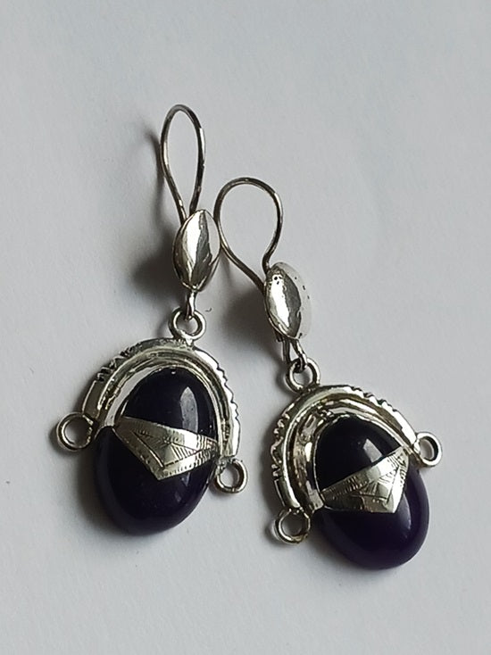 Boucles d'oreilles touareg en argent et pierre agate