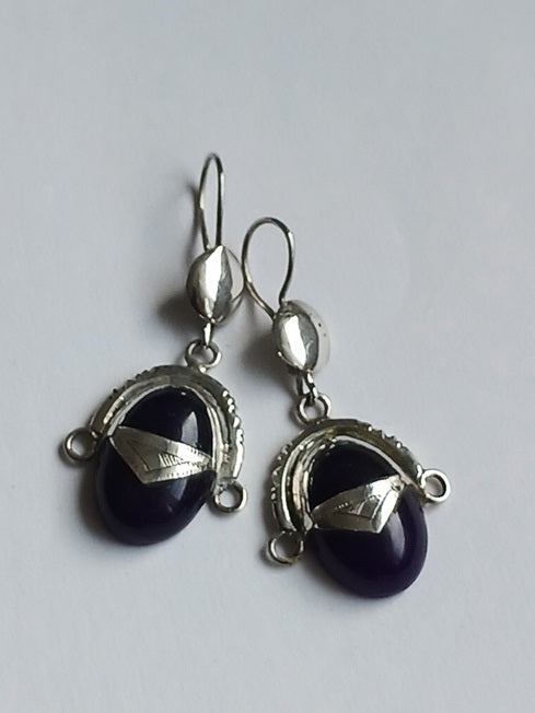 Boucles d'oreilles touareg en argent et pierre agate