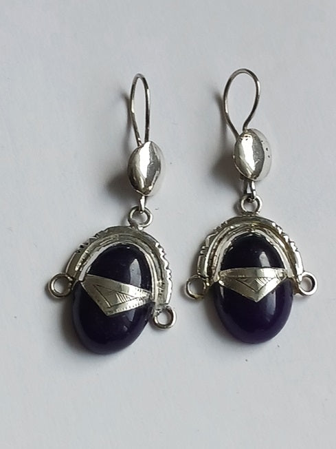 Boucles d'oreilles touareg en argent et pierre agate