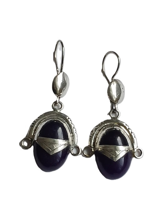 Boucles d'oreilles touareg en argent et pierre agate