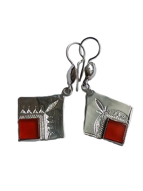 Boucles d'oreilles touareg en argent et pierre agate