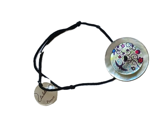 Bracelet ajustable en nacre avec anneau en argent (La Lutine)