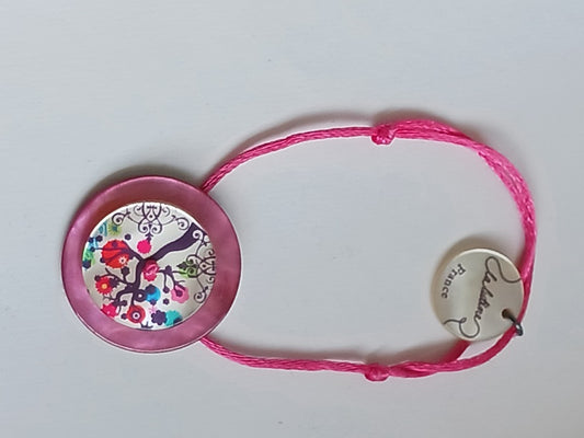 Bracelet ajustable en nacre avec anneau en argent (La Lutine)