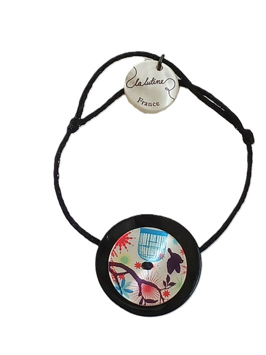 Bracelet ajustable en nacre avec anneau en argent (La Lutine)
