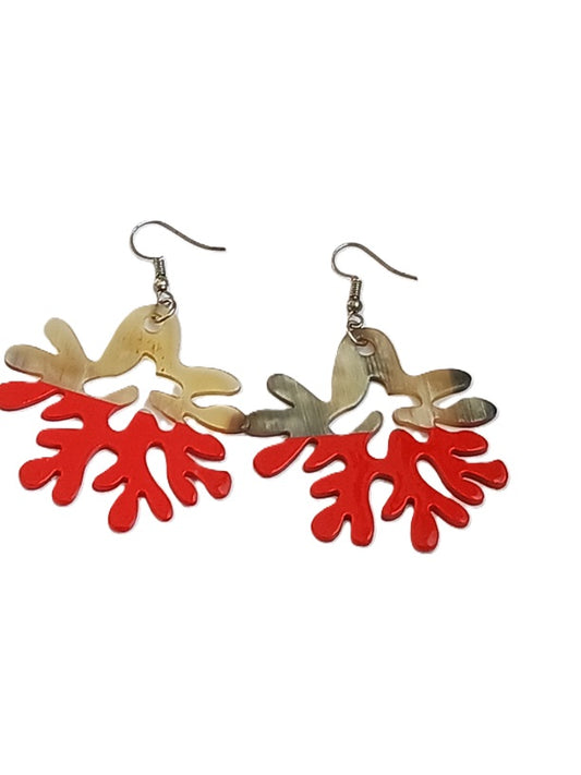 Boucles d'oreilles en corne laquée