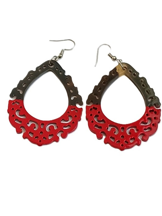 Boucles d'oreilles en corne laquée
