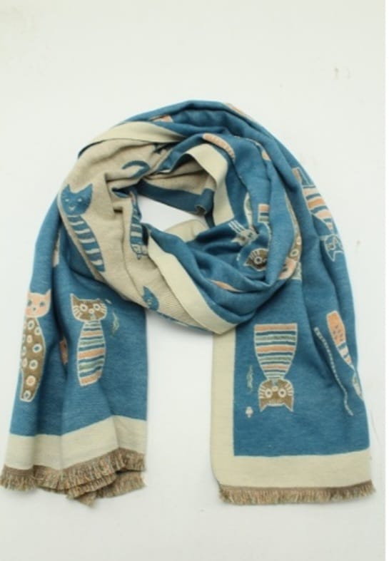 Écharpe reversible motif chat - ATL002