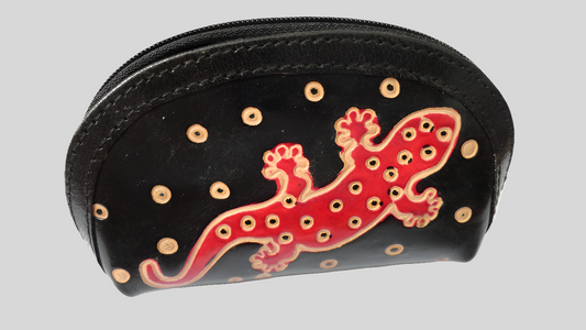 Porte monnaies en cuir - Motif salamandre