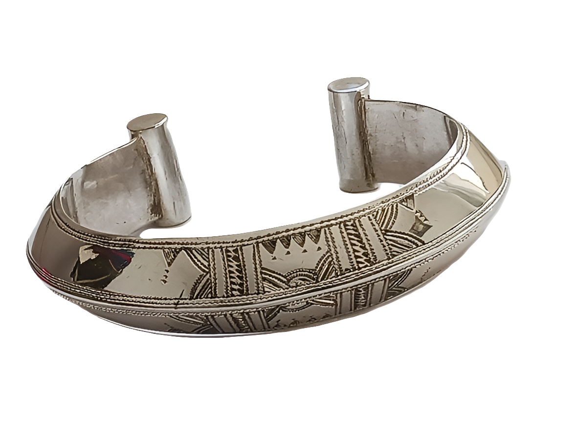 Bracelet touareg en argent ciselé