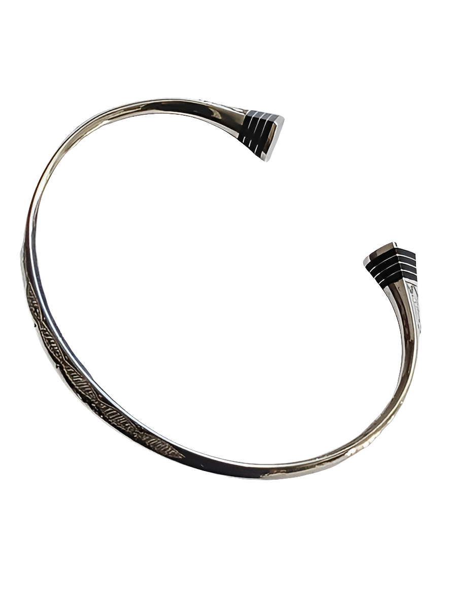 Bracelet touareg en argent ciselé et bois d'ébène