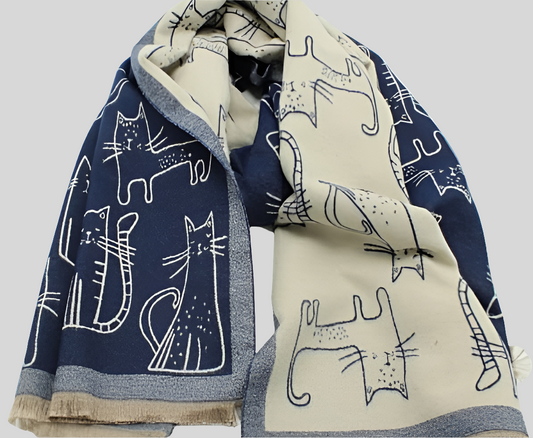 Écharpe reversible motif chat stylisé - ATL002