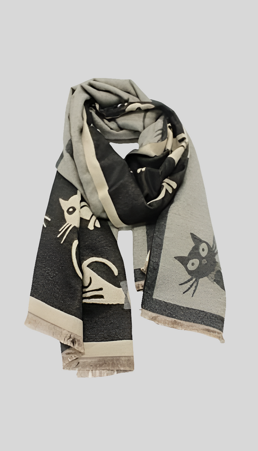 Écharpe reversible motif chat - ATL002