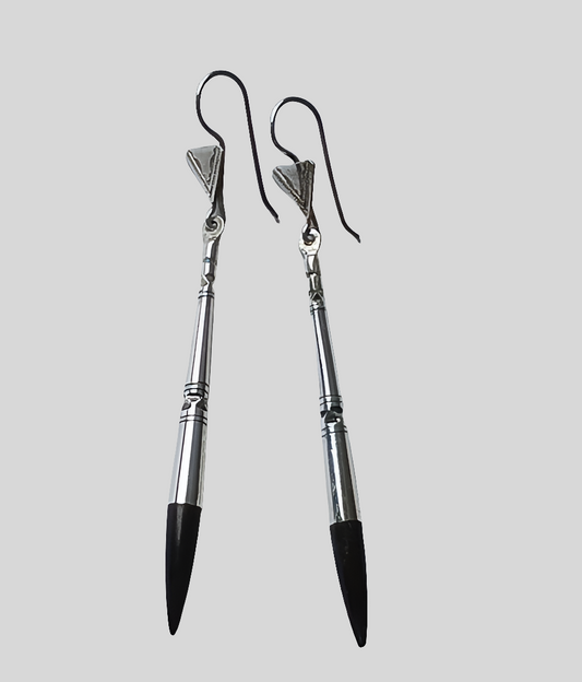 Boucles d'oreilles touaregs en argent et bois d'ébène