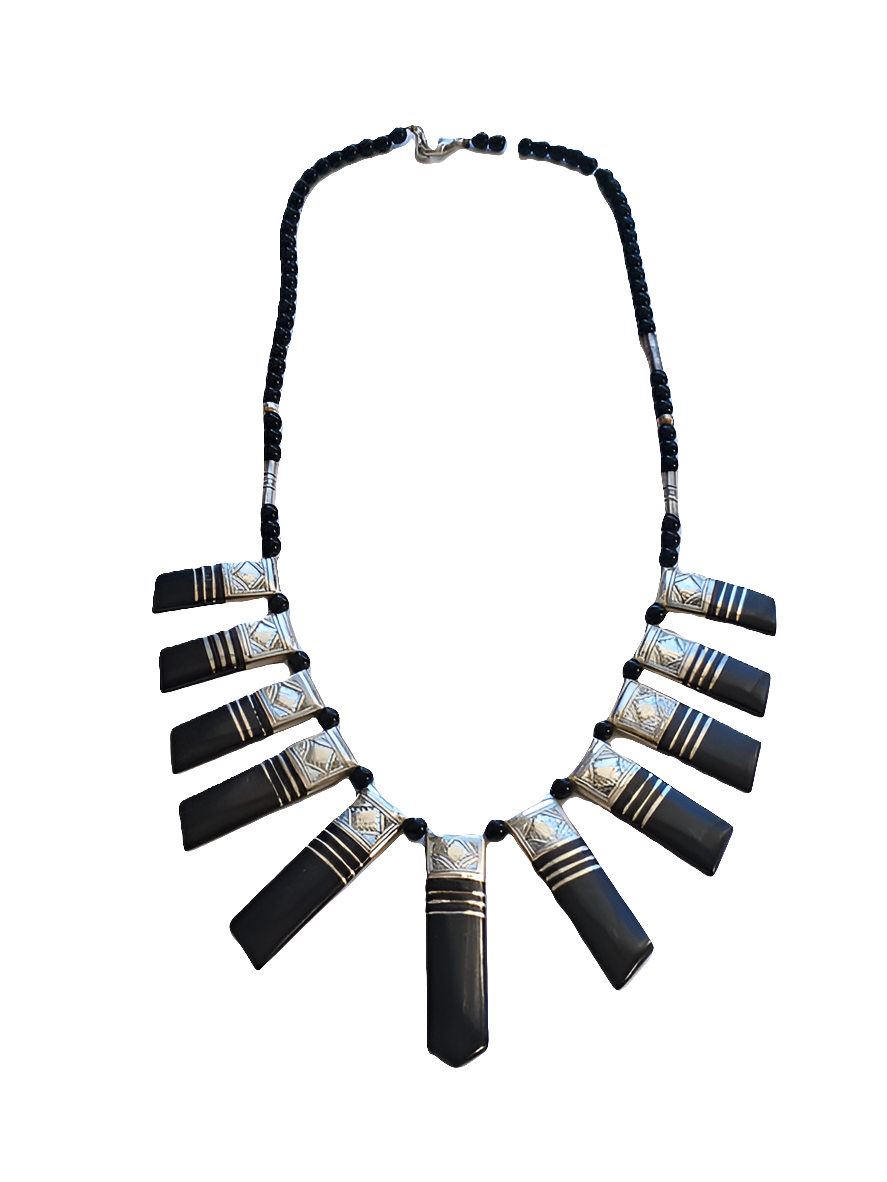 Collier touareg en argent et bois d'ébène