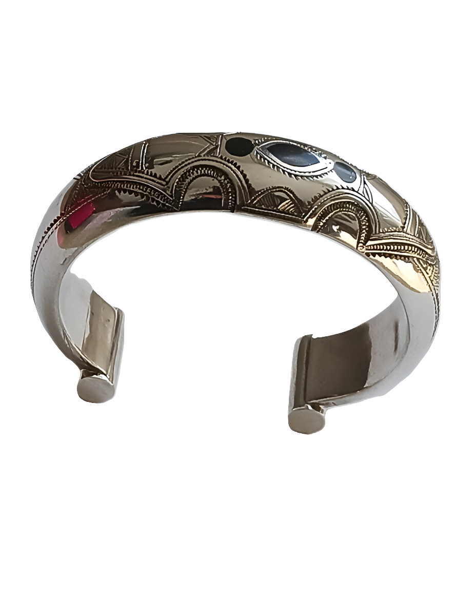 Bracelet touareg en argent ciselé
