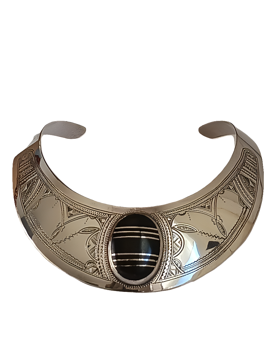 Collier touareg en argent et bois d'ébène