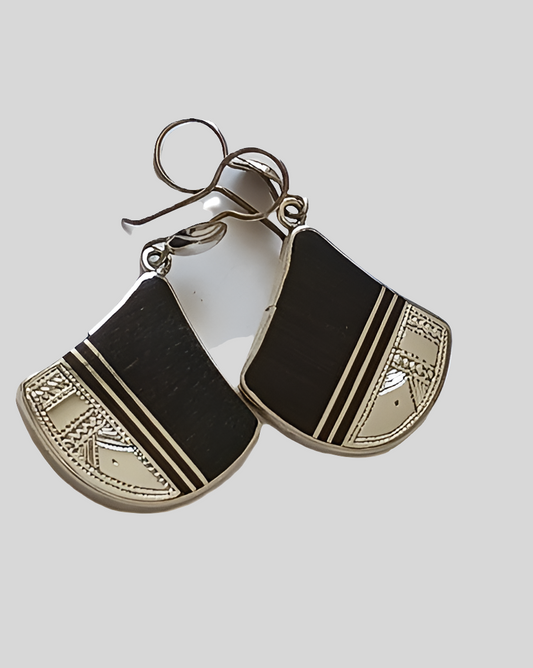 Boucles d'oreilles touareg en argent et bois débène