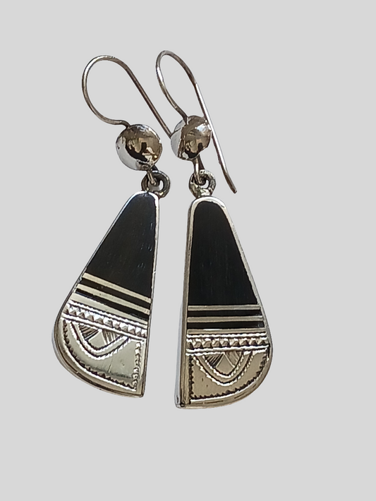 Boucles d'oreilles touareg en argent et bois d'ébène