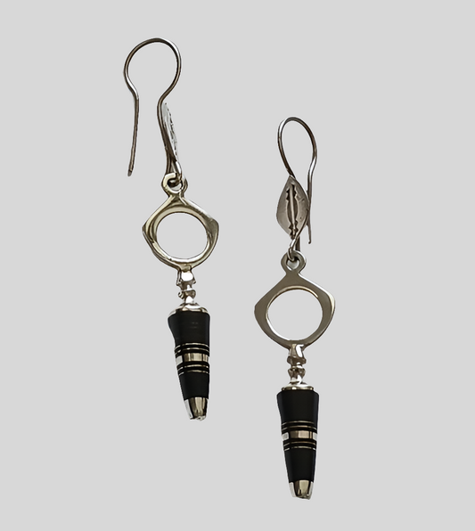 Boucles d'oreilles touareg en argent et bois débène