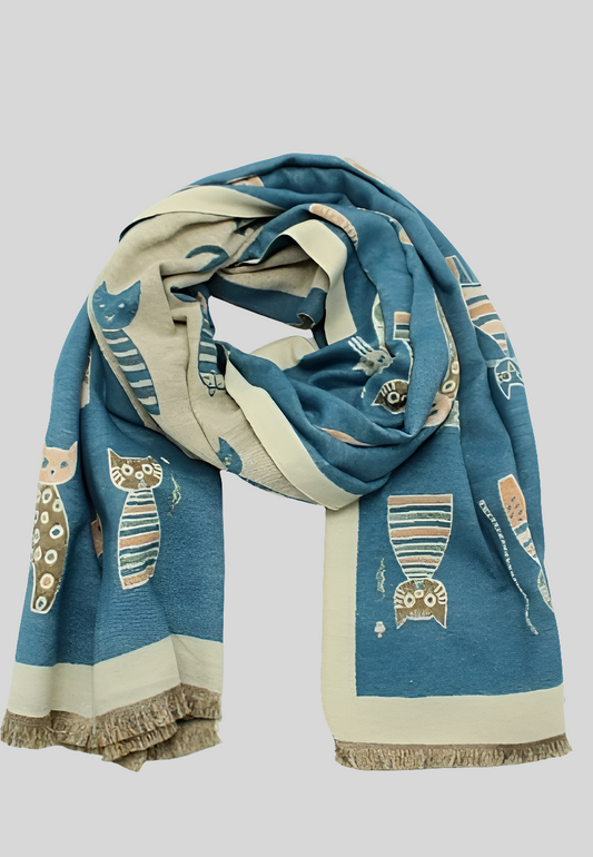 Écharpe reversible motif chat - ATL002