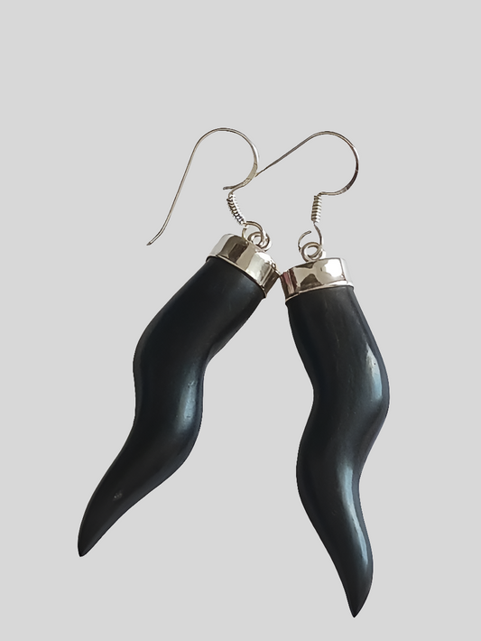 Boucles d'oreilles en argent et bois